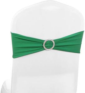 The Chair Cover Company Bandas elásticas elásticas de Spandex para sillas con Lazos de Hebilla para Boda, hogar, Fiesta, decoración, Verde, 50PCS