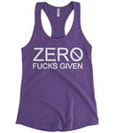 Cybertela Women's Zero Fucks Given Racerback Tank Top (Purple, Small)