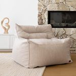 Cream Armchair Bean Bag Cover Serena - Reading Chair - Living Room - Easy Filling & Cleaning (92cm(W) x 90cm (H) x 62cm(D))