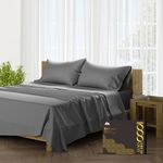 Mayfair Linen 100% Pure Egyptian Cotton Sheets Queen Size - 1000 High Thread Count Sheets Queen, 4 PC Luxury Hotel Sheets for Queen Bed, 16" Deep Pocket Sateen Soft Cooling Bedding Sets - Dark Grey