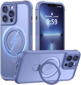MOCCA Design for iPhone 13 Pro Case with Magnetic Invisible Stand [Full Camera Protection] [Compatible with Magsafe] Military Drop Shockproof Translucent Matte Phone Case Cover 6.1",Lavender Grey