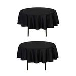 MYSKY HOME 2 Pack Black Table Cloths Round Tablecloth 60R Inch Machine Washable Polyester Table Cover for Dining Buffet Parties Picnic Events Weddings