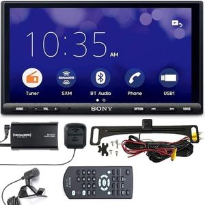 Sony XAV-AX7000 2-DIN Car Stereo with SiriusXM Tuner and ACAM4 Backup Camera Bundle. Apple CarPlay and Android Auto, Built-In 4x100W 4 Channel Amp, 6.95" Capacitive Screen, Plays High-Res Music, No CD