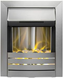 The Adam Helios Brushed Steel Electric Fire with Pebble Bed Glow Effect