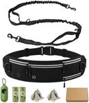 LOMOOWAY Hands Free Dog Leash with Waist Belt & Bag, Shock Absorbing Bungee Dog Leash with Poop Bag Dispenser & Towel for Walking, Running & Training – Holds Up to 220 lbs for Medium & Large Dogs