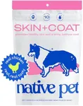 Native Pet Skin and Coat Chews for Dogs - Made with Wild-Caught Salmon Oil for Dogs Skin and Coat - Omega 3 for Dogs - Dog Shedding Supplements & Dog Hair Loss Treatment - Omega for Dogs (30 Chews)