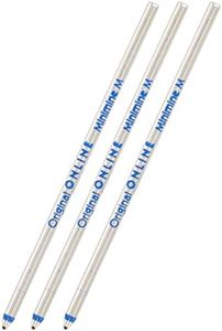 3 pièces recharges de stylo bille multifonction d' Online, D1, largeur de trait M, aussi compatible avec Lamy, Rotring, Cross etc, recharge standard internationale, indélébile, couleur d' encre bleue