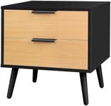 ALFORDSON Bedside Table 2-Drawer Nightstand Cabinet 40 x 48 x 51cm Scandinavian Design Organiser Wooden Storage Side Chest Table for Hallway, Bedroom and Living Room (Neil Wood Black)