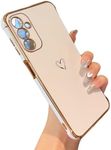 ZTOFERA for Samsung Galaxy A15 4G/5G Case,Cute Plating Edge Love Hearts Pattern with Camera Lens Protection Phone Cover for Galaxy A15 6.5",White