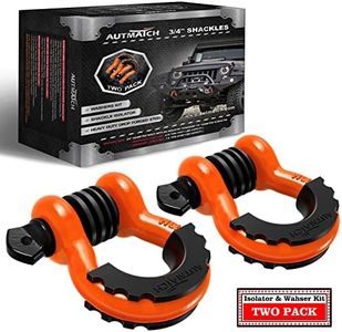 Autmatch Shackles 3/4" D Ring Shackle (2 Pack) 41,887Ib Break Strength with 7/8" Screw Pin and Shackle Isolator & Washers Kit for Tow Strap Winch Off Road Towing Jeep Vehicle Recovery Orange & Black