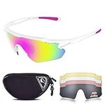 Snowledge Cycling Glasses for Men Women with 5 Interchangeable Lenses,TR90 Sport Sunglasses for Men for Cycling,UV400 Polarized Sunglasses，Sports Sunglasses for Men Women