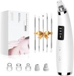Facial Pore Blackhead Remover Vacuum - Face Cleaner and Blackhead Extractor with 3 Adjustable Suction Levels, 5 Probes, USB Charging Interface - Pore Vacuum Kit for Women&Men (White)