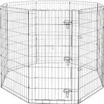 AmazonBasics Foldable Metal Pet Dog Exercise Fence Pen With Gate - 60 x 60 x 48 Inches