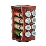 Kamenstein 5192808 16 Jar Hourglass Acacia Spice Rack, Brown