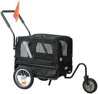 PaWz Pet Stroller Bike Trailer, 2-in-1 Foldable Tow Behind Bike Jogger Stroller for Small Dogs Cats, Bicycle Outdoor Dog Stroller Trailer with Bike Coupler, Convert to Stroller/Jogger Black