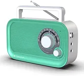 Portable AM/FM Radio with Bluetooth, Battery Operated Transistor Analog Radio or AC Powered with Best Reception, Big and Precise Tuning Knob Large Bluetooth Speaker Easy to Use Suit for Home Cafe