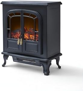 Warmlite Wingham Log Effect Stove Fire With Realistic LED Flame Effect, Adjustable Thermostat, 2000W, Black, WL46019