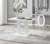 Furniturebox UK Imperia White High Gloss 4 Seater Dining Table. (Modern Contemporary Dining Table With 2 Pillar Base) - Table Only