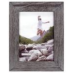 Malden International Designs Rustic Fashion Wide Linear Graywash Wooden Photo Picture Frames, 5x7, Gray