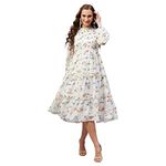 Rare Women Casual Off White Colour Midi Floral Dress