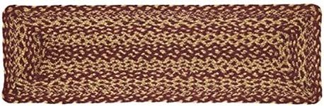 VHC Brands Burgundy Tan Non-Slip Latex Natural Jute Fiber Stair Tread, Braided Handwoven