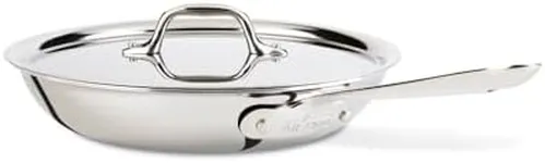 All-Clad D3 Fry Pan with Lid, 10 Inch Pan, Dishwasher Safe Stainless Steel Cookware, Silver