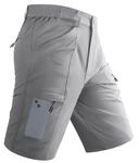 TACVASEN Casual Summer Shorts for Men Cargo Shorts for Men 5 Inseam Shorts with Zipper Pockets for Men Hiking Shorts with Pockets Light Grey