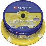 Verbatim 43489 4.7GB 4x Matt Silver DVD+RW - 25 Pack Spindle