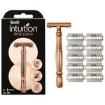 Wilkinson Sword - Intuition Rosegold Razor for Women | Premium Metal Safety Razor | Pack of 1 Metal Razor and 10 Blades
