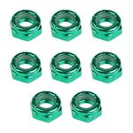 FLAMEER 8pcs Pack Durable Skateboard Longboard Trucks Wheels Replacement Axle Nuts Hardware for Longboard Repair - Green