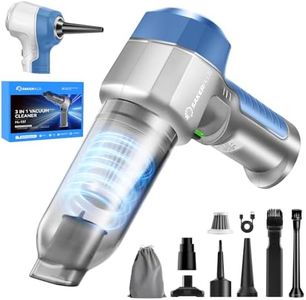 SakerPlus Mini Vacuum Cleaner, 3 in 1 Car Vacuum Cleaner High Power, 15000PA Powerful Suction, Air Duster, 7500mAh, Adjustable Small Vaccum Portable Cordless for Cars,Desktop,Home- Light Blue