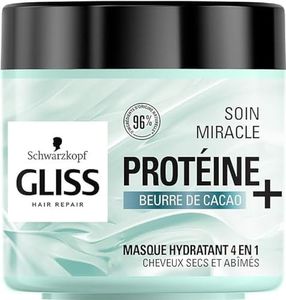 Schwarzkopf - Gliss - Masque Soin Miracle Hydratant 4 en 1 - Cheveux secs, abîmés - Soin Cheveux - 96% d'ingrédients d'origine naturelle - Pot de 400ml