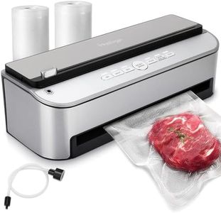 Vacuum Sealer Machine, 85kPa 120W Automatic Food Vacuum Sealer, Powerful Sealing System, Build-in Cutter, Bags Storage, Moist Mode and Air Suction Hose