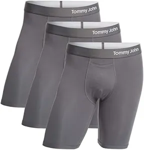 Tommy John Men’s Underwear, Supima Cool Cotton Boxer Briefs with Contour Pouch and Longer 8" Inseam, Comfortable, Breathable Fabric Underwear for Men, Mesh Quick Dry, 3 Pack, Iron Grey, XXL