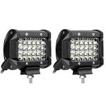 4Inch LED Light Pods - 72W LED Light Bar Spot Flood Work Lights Triple Row Light Bar Off-Road Driving Lighting Fog Light Waterproof for UTV ATV Truck Boat (2PCS)