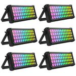 RGB Light Bar, DELIBANG LED Wall Washer dmx512 Flood Light 80W Equivalent Adjustable Stage Floodlight 48 LEDs Spotlight for DJ Disco Party Halloween Christmas Festival, 6PCS