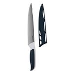 Zyliss Comfort Carving Knife, 18.5cm/7.25in, Japanese Stainless Steel, Non-Slip Handle, Blade Cover for Safety Black/White, Professional Sharp Kitchen Knife/Meat Knife, Dishwasher Safe