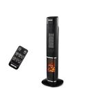 Geepas Oscillating Digital Tower PTC Energy Efficient Heater With 2 Heat Settings | Low Running Cost Ceramic Heater with Fireplace, LED Display, 24 Hour Timer, Remote Control