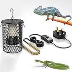 Bonlux Reptile Heat Lamp with Guard, 100W Reptiles Ceramic Heat Lamp Bulb Heater Infrared Lamp Holder with Anti Hot Bracket Cage, Heat Lamp for Reptiles Tortoise Lizard Turtle Snake Chicks