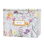 Vinca Blue Greeting Card Organizer and Storage Box with Dividers, Cards, and Envelopes | Greeting Card Keeper, Notecard Box, Birthday Card Organizer (Botanical)