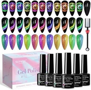 SUPWEE 12 Colors Cat Eye Gel Nail Polish with Magnet Color Changing Magnetic Gel Polish 9D Galaxy Cats Eye Nail Gel Polish Manicure Soak Off UV Gel DIY Salon Home Gift 7ml(0.24fl oz)