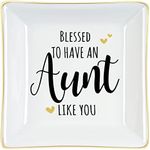 Homlouue Aunt Gifts Best Aunt Ever Ring Dish Blessed to Have An Aunt Like You Jewelry Dish Aunt Gifts from Niece Nephew for Mother’s Day Birthday Christmas Thanksgiving