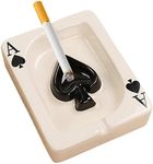 DIY Creative Ceramic Ashtray Portable Modern Ashtray Poker Outdoor Indoor Tabletop Cigar Ashtray Home Office Desk Smoking Ash tray Fashion Decoration Men's Women's Handmade Gifts (Black)