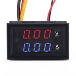 DROK®0.28''LED DC0-100V 10A Digital voltmeter Ammeter 2in1 Multimeter 12V/24V Voltage Amperage Meter Volt Amp Gauge Panel with Red/Blue Dual Color Display and Build-in Shunt for Car Auto Boat Battery Monitoring