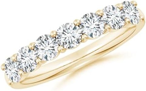 Angara Lab Grown Diamond Wedding Ring for Women | 1.23 ct Round Lab Diamond Half Eternity Ring in Yellow Gold | April Birthday, Anniversary, Gemstone Jewelry Gift | FGVS | 3.6mm | Ring Size- 7
