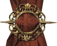 Kashi Home Antique Decorative Curtain Holdback, Set of 2, Bronze Silver Mahogany Gold (Gold) by