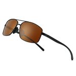 SUNGAIT Ultra Lightweight Rectangular Polarized Sunglasses UV400 Protection (Black Frame Brown Lens, 62) Metal Frame 2458 HEKCUK