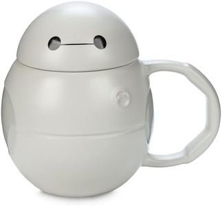 Disney Store Oficial Taza Figurativa Baymax con Tapa, Big Hero 6, 480 ml, Taza de Gres, Soporte de Bebidas de Superhéroes con Diseño de Robot Blanco Inflable