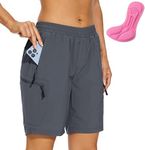 Cycorld Women-Mountain-Bike-Shorts with 3D Padded, Loose-Fit Breathable MTB-Bike-Shorts with Pockets（Dark Grey，L）