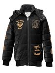 LURE JUNIOR Boys Solid Winter Wear Hooded Puffer Jacket For Kids Metallicblk 10-12 Years